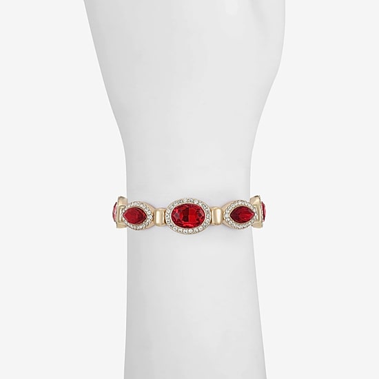 Monet Jewelry Womens Red Glass Oval Stretch Bracelet