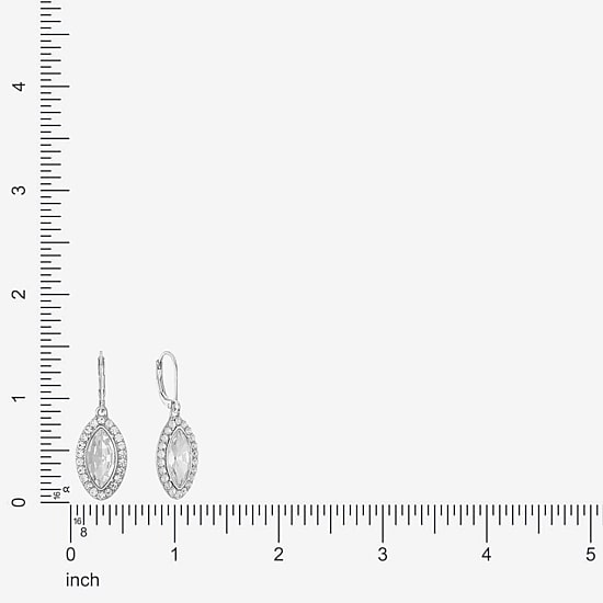 Monet Jewelry Womens Red Glass Marquise Drop Earrings