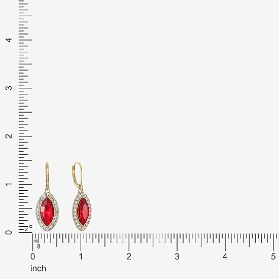 Monet Jewelry Womens Red Glass Marquise Drop Earrings