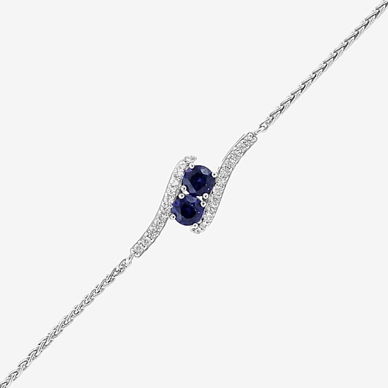 Limited Quantities! Womens Lab Created Blue Sapphire Sterling Silver Bolo Bracelet