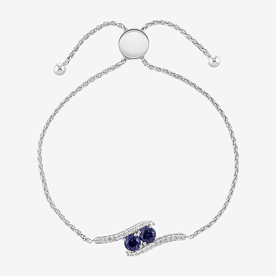 Limited Quantities! Womens Lab Created Blue Sapphire Sterling Silver Bolo Bracelet