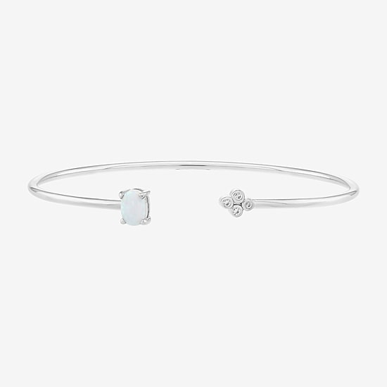 Limited Quantities! Womens White Opal Sterling Silver Cuff Bracelet