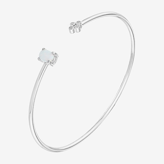 Limited Quantities! Womens White Opal Sterling Silver Cuff Bracelet