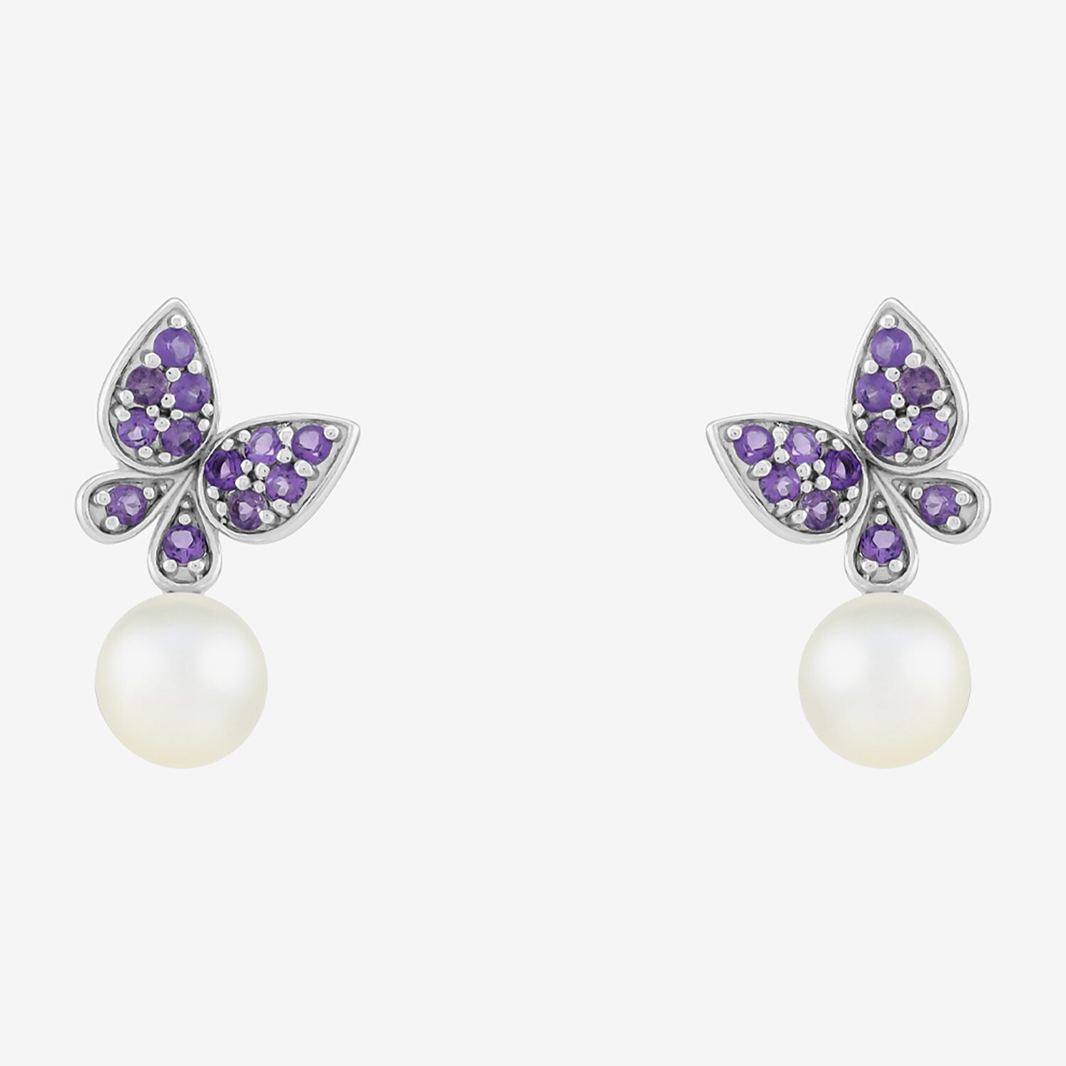 Limited Quantities! Womens Genuine White Cultured Freshwater Pearl Sterling Silver Butterfly Drop Earrings
