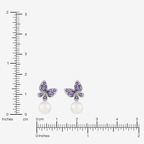 Limited Quantities! Womens Genuine White Cultured Freshwater Pearl Sterling Silver Butterfly Drop Earrings