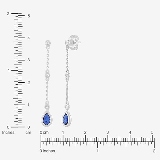 Limited Quantities! Womens Lab Created Blue Sapphire Sterling Silver Drop Earrings