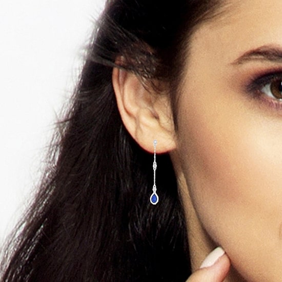 Limited Quantities! Womens Lab Created Blue Sapphire Sterling Silver Drop Earrings