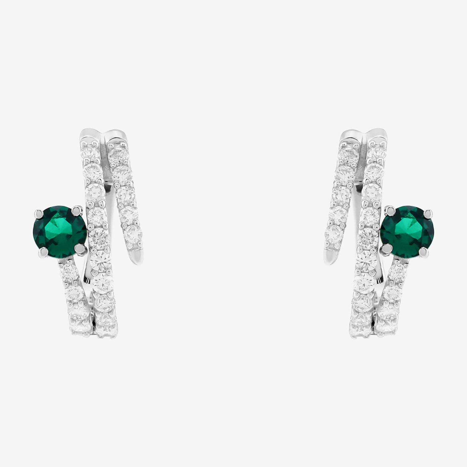 Limited Quantities! Womens Lab Created Green Emerald Sterling Silver 15.5mm Hoop Earrings
