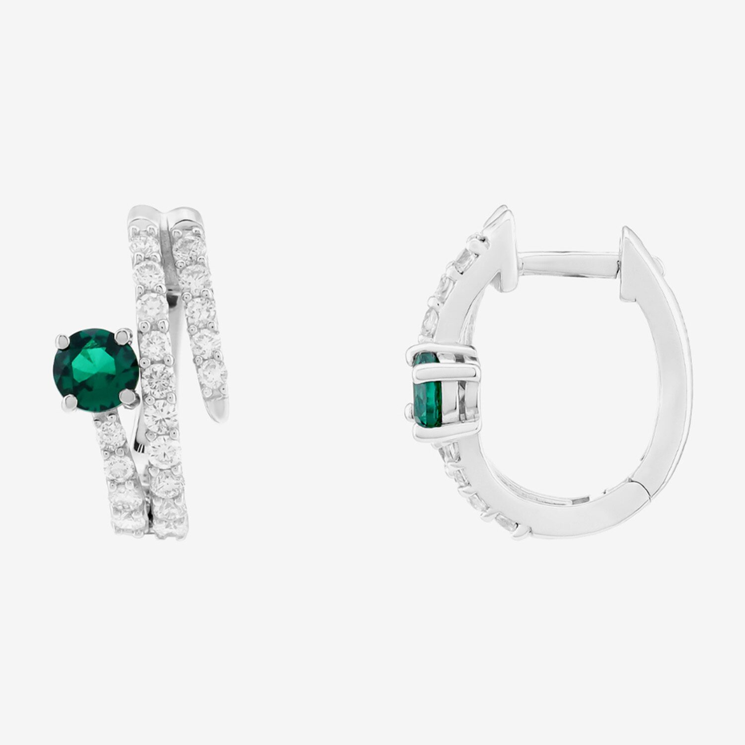 Limited Quantities! Womens Lab Created Green Emerald Sterling Silver 15.5mm Hoop Earrings