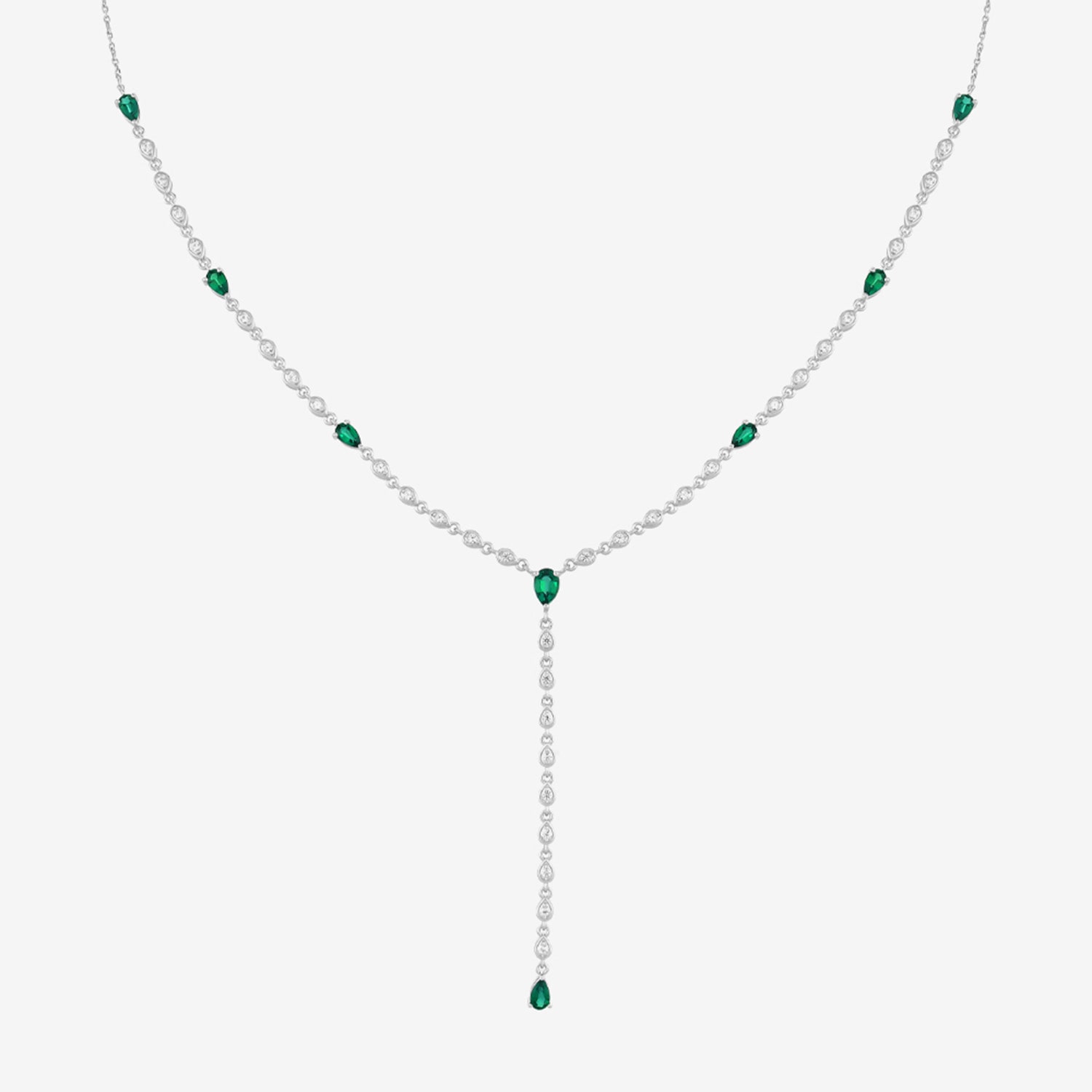 Limited Quantities! Womens Green Emerald Sterling Silver 18 Inch Y Necklace