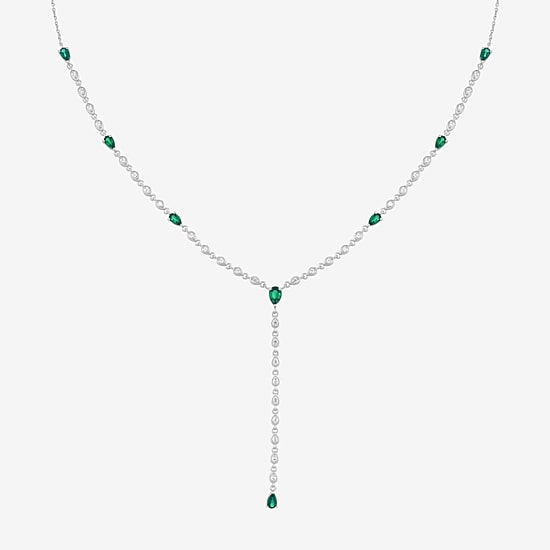 Limited Quantities! Womens Green Emerald Sterling Silver 18 Inch Y Necklace