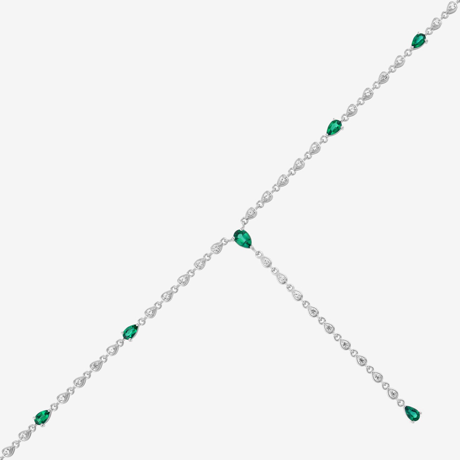 Limited Quantities! Womens Green Emerald Sterling Silver 18 Inch Y Necklace