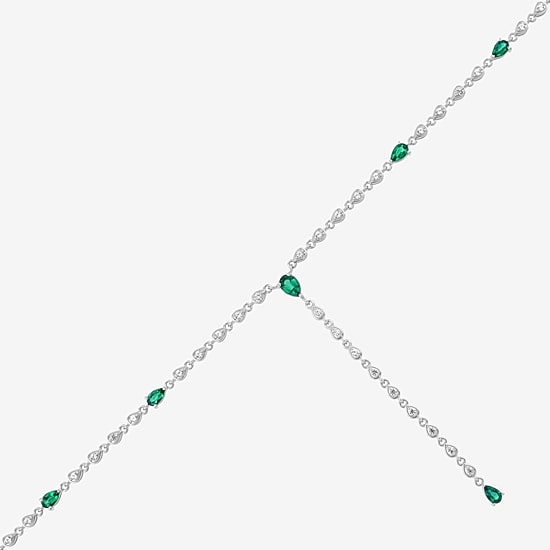 Limited Quantities! Womens Green Emerald Sterling Silver 18 Inch Y Necklace
