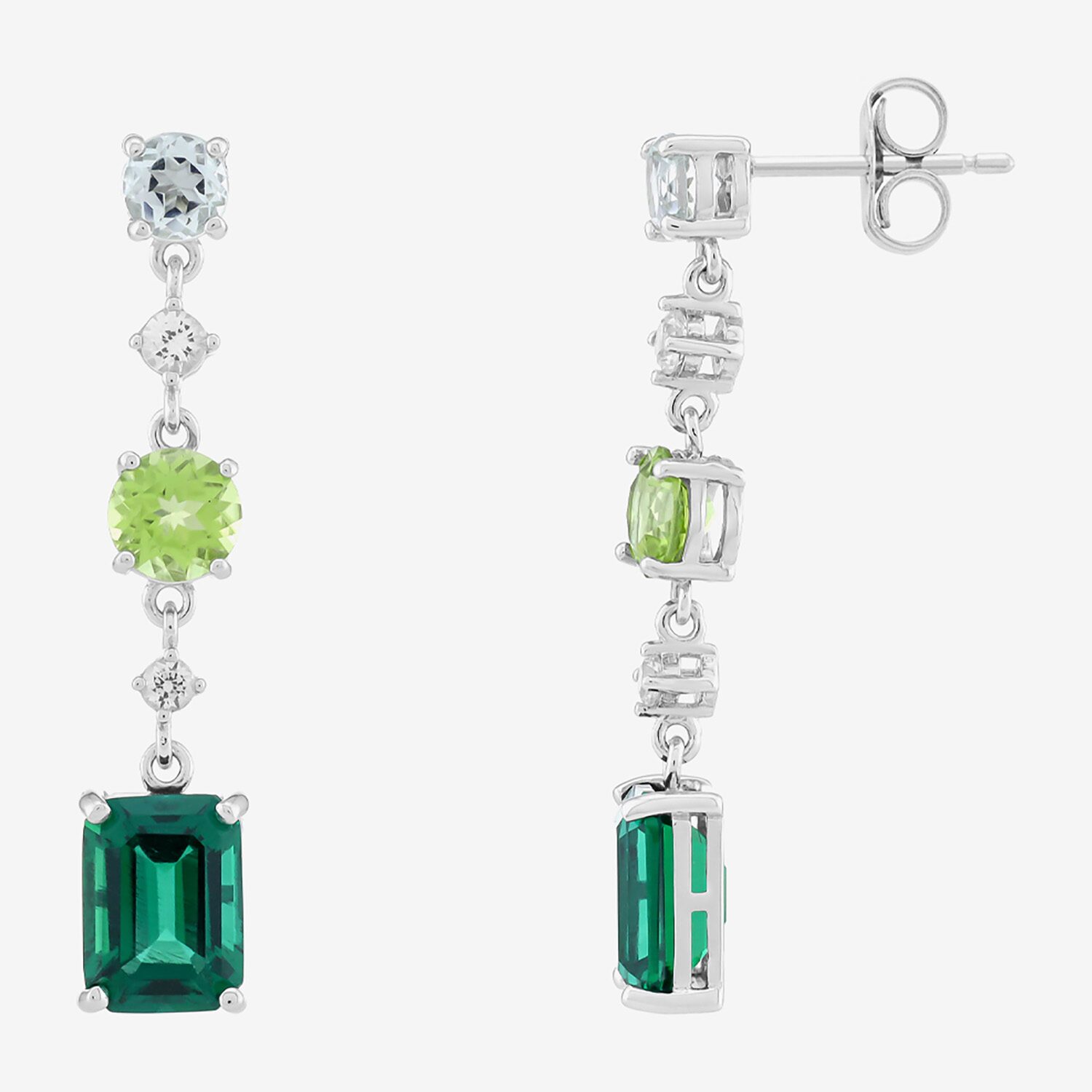 Limited Quantities! Womens Lab Created Green Emerald Sterling Silver Drop Earrings