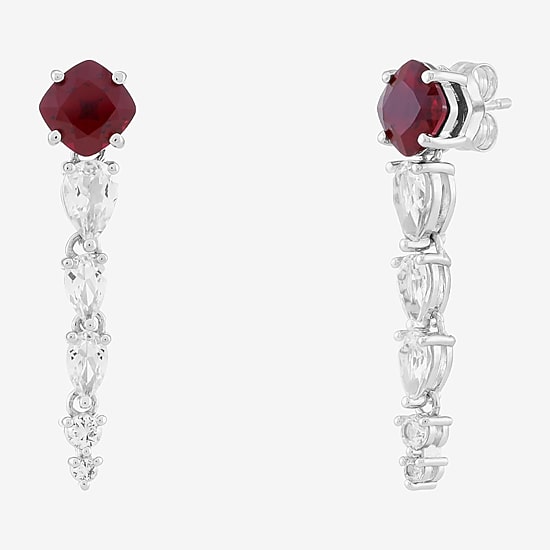 Limited Quantities! Womens Lab Created Red Ruby Sterling Silver Drop Earrings