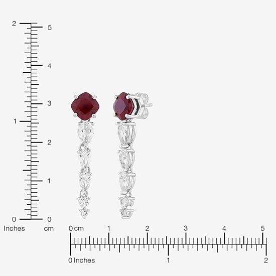 Limited Quantities! Womens Lab Created Red Ruby Sterling Silver Drop Earrings