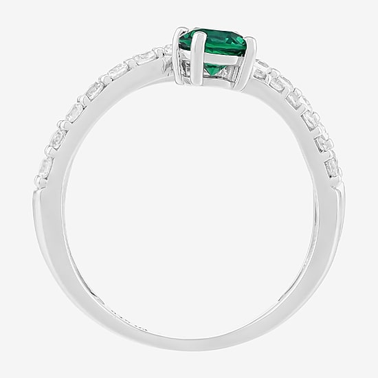 Limited Quantities! Womens Lab Created Green Emerald Sterling Silver Cocktail Ring