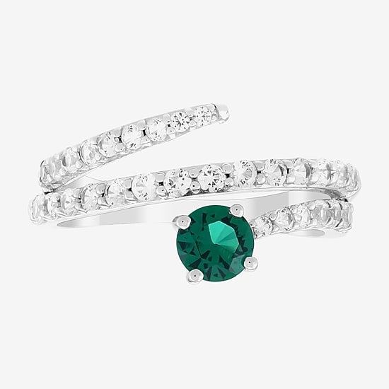 Limited Quantities! Womens Lab Created Green Emerald Sterling Silver Cocktail Ring
