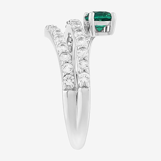 Limited Quantities! Womens Lab Created Green Emerald Sterling Silver Cocktail Ring
