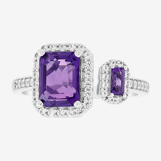 Limited Quantities! Womens Genuine Purple Amethyst Sterling Silver Cocktail Ring