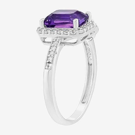Limited Quantities! Womens Genuine Purple Amethyst Sterling Silver Cocktail Ring
