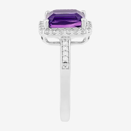 Limited Quantities! Womens Genuine Purple Amethyst Sterling Silver Cocktail Ring
