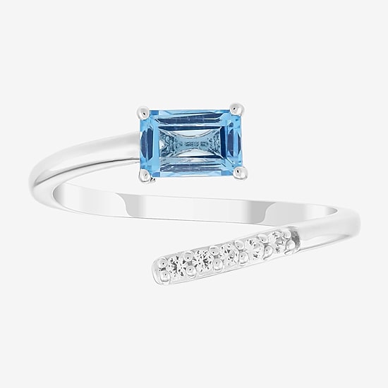 Limited Quantities! Womens Genuine Blue Topaz Sterling Silver Cocktail Ring
