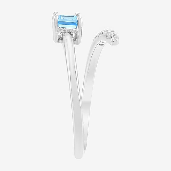 Limited Quantities! Womens Genuine Blue Topaz Sterling Silver Cocktail Ring