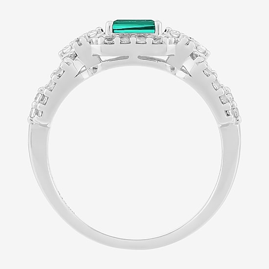 Limited Quantities! Womens Lab Created Green Emerald Sterling Silver Band
