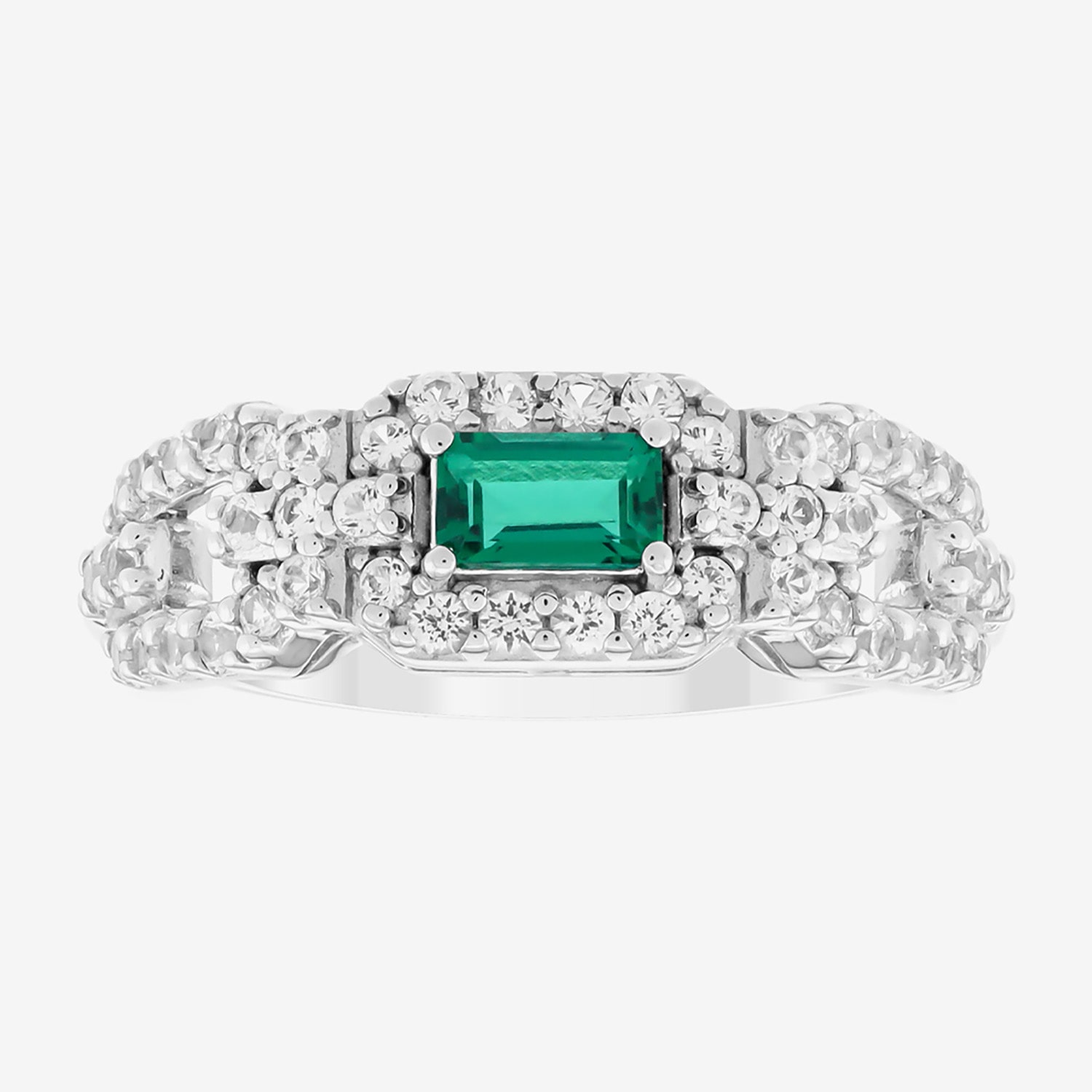 Limited Quantities! Womens Lab Created Green Emerald Sterling Silver Band