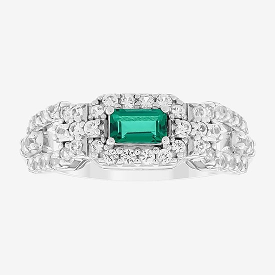 Limited Quantities! Womens Lab Created Green Emerald Sterling Silver Band