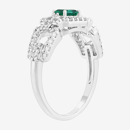 Limited Quantities! Womens Lab Created Green Emerald Sterling Silver Band