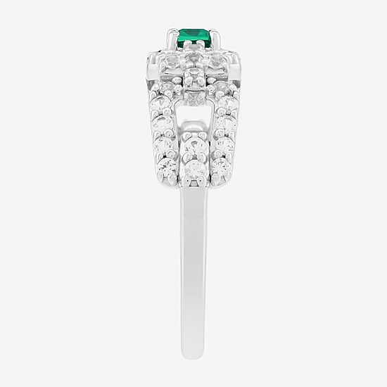 Limited Quantities! Womens Lab Created Green Emerald Sterling Silver Band