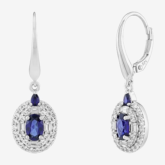 Limited Quantities! Womens Lab Created Blue Sapphire Sterling Silver Drop Earrings