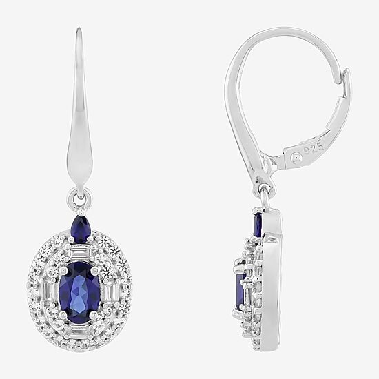 Limited Quantities! Womens Lab Created Blue Sapphire Sterling Silver Drop Earrings