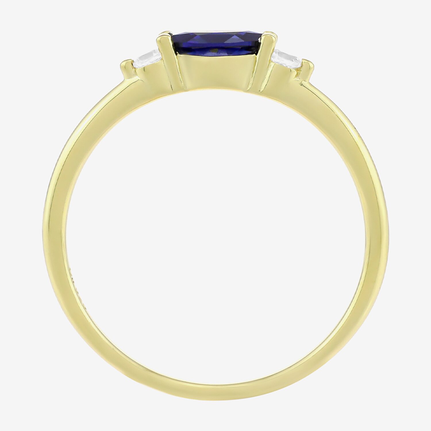 Womens Lab Created Blue Sapphire 14K Gold Over Silver Marquise 3-Stone Side Stone Band