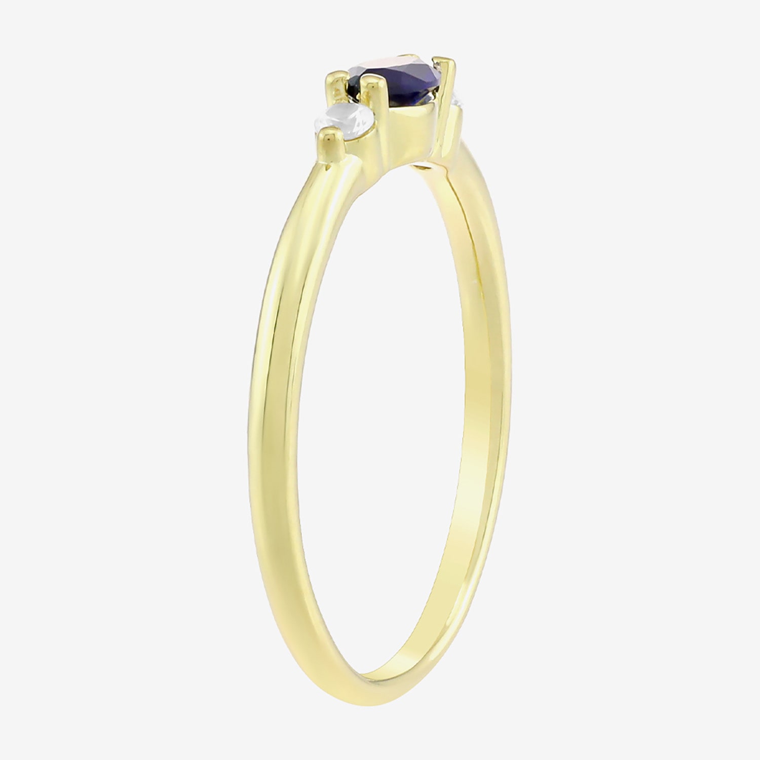 Womens Lab Created Blue Sapphire 14K Gold Over Silver Marquise 3-Stone Side Stone Band