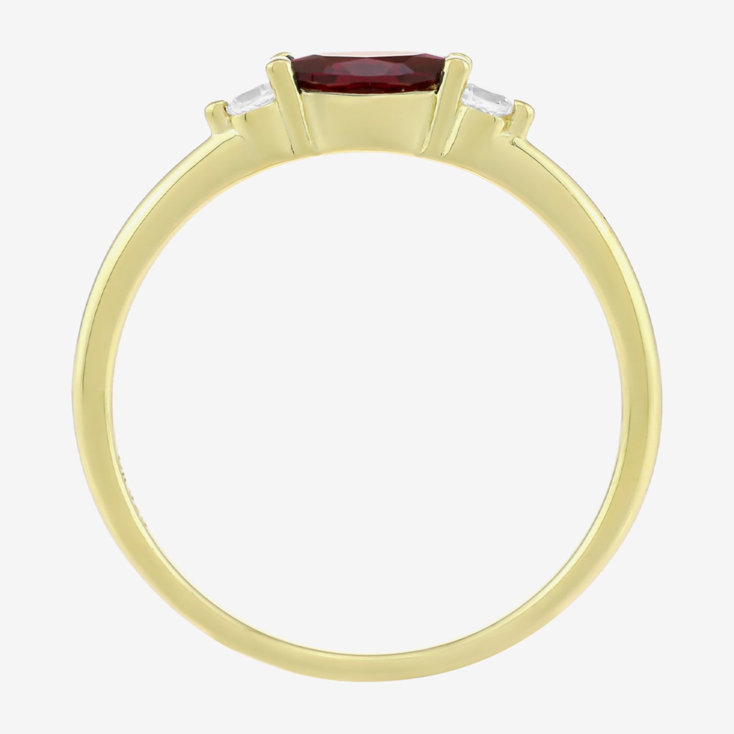 Womens Lab Created Red Ruby 14K Gold Over Silver Marquise 3-Stone Side Stone Band