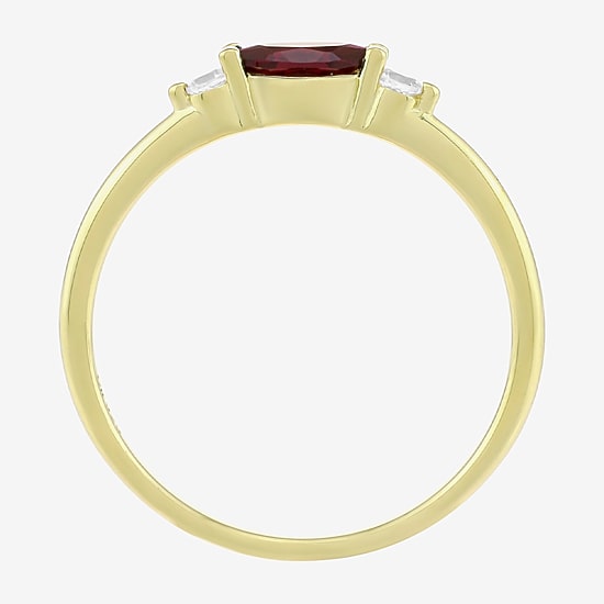 Womens Gemstone 14K Gold Over Silver Marquise 3-Stone Side Stone Band