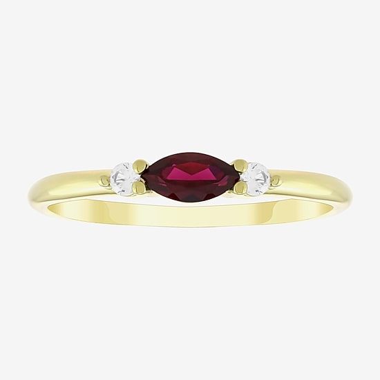 Womens Gemstone 14K Gold Over Silver Marquise 3-Stone Side Stone Band