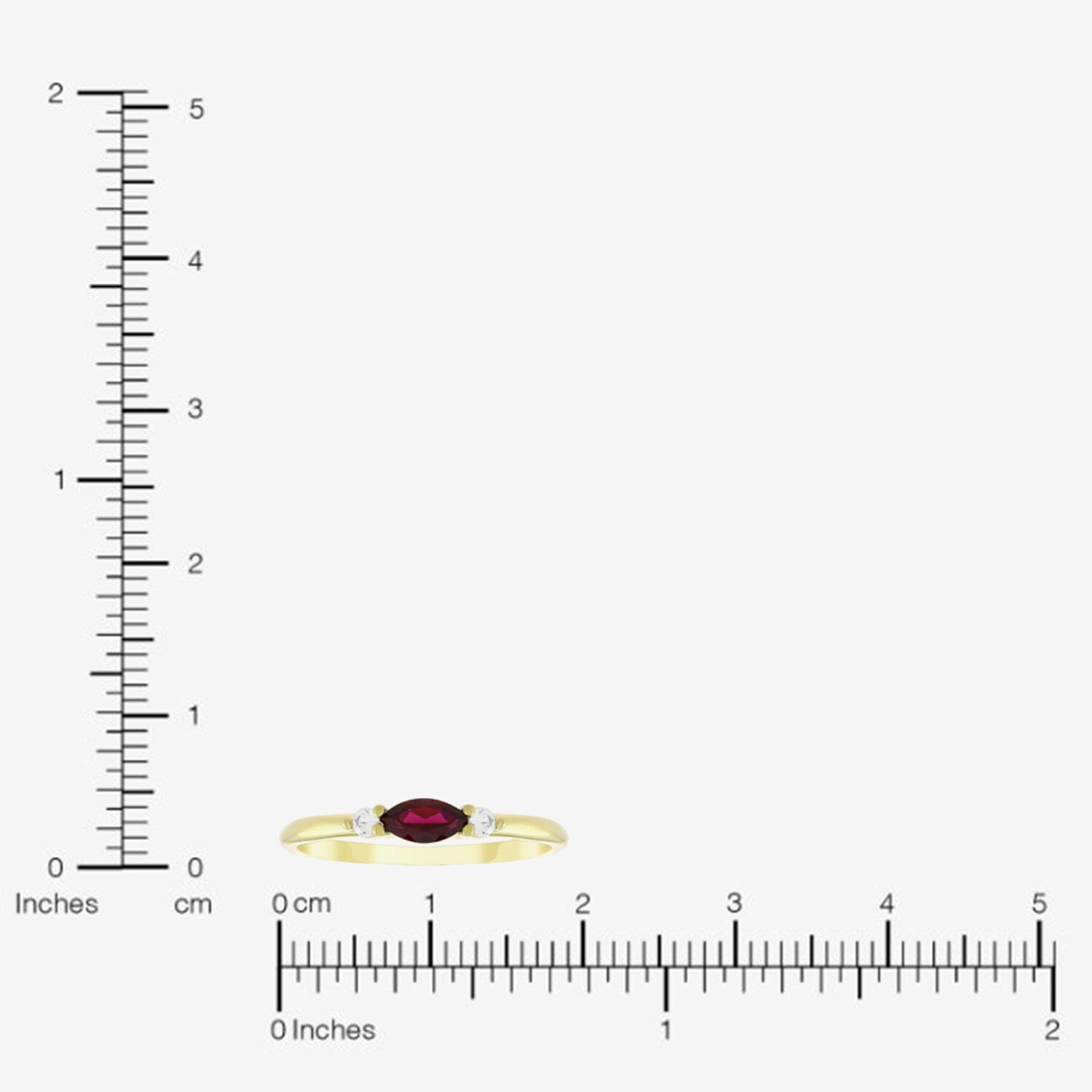 Womens Lab Created Red Ruby 14K Gold Over Silver Marquise 3-Stone Side Stone Band