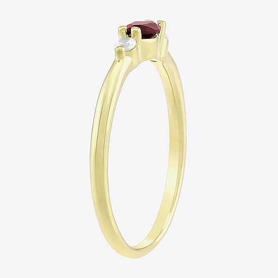 Womens Gemstone 14K Gold Over Silver Marquise 3-Stone Side Stone Band