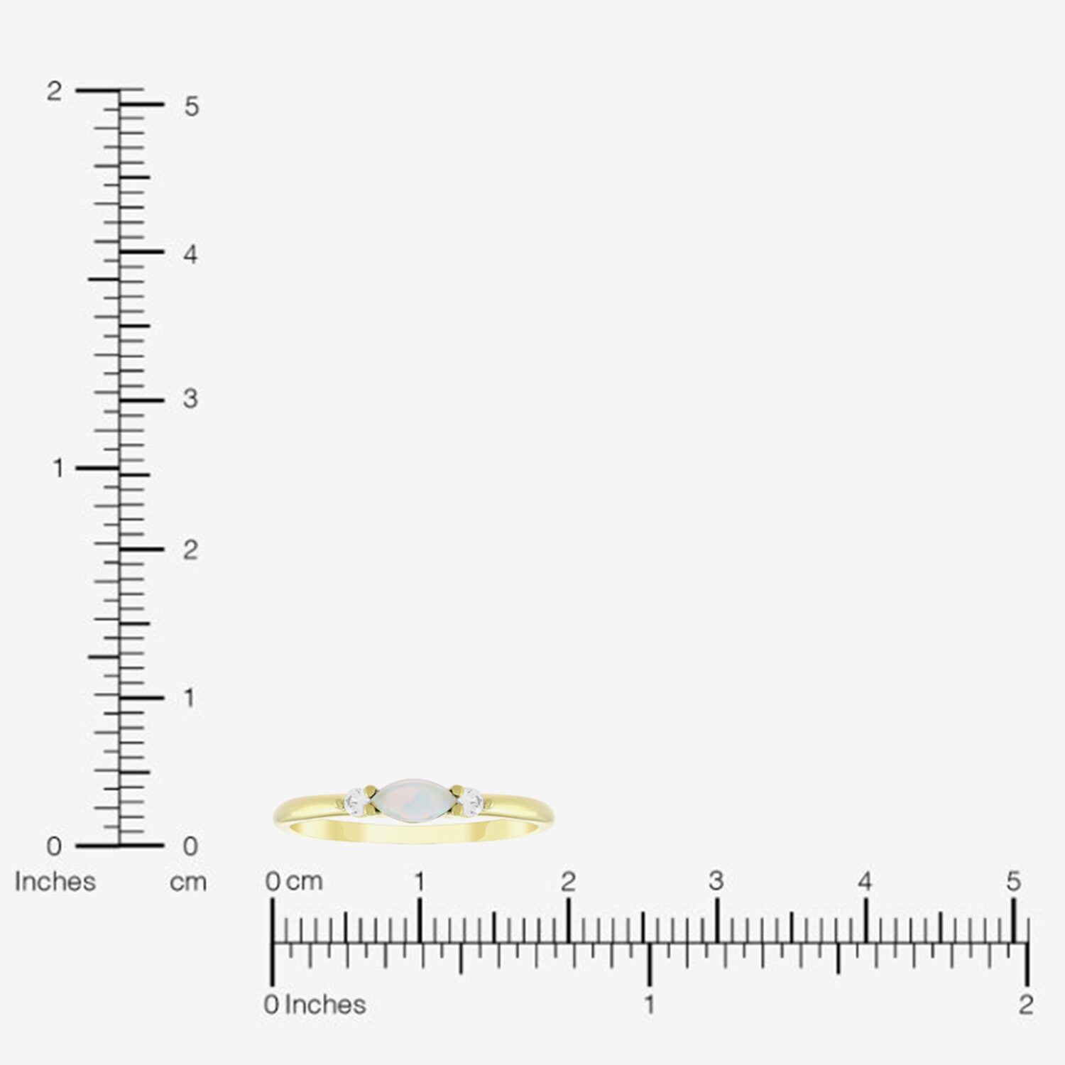 Womens Lab Created White Opal 14K Gold Over Silver Marquise 3-Stone Side Stone Band