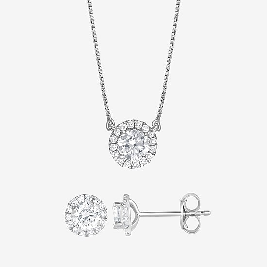 (G/Si1-Si2) Womens 1 1/4 CT. T.W. Lab Grown White Diamond Sterling Silver Round 2-pc. Jewelry Set
