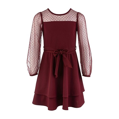 Speechless Big Kid Girls Long Sleeve Balloon Skater Dress In Red