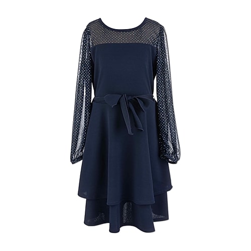 Speechless Big Kid Girls Long Sleeve Balloon Skater Dress In Blue