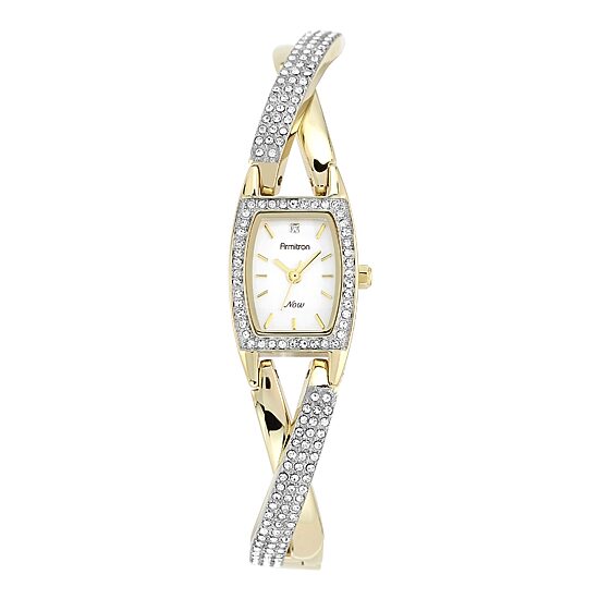 Armitron® Now® Womens Two-Tone Crisscross Bangle Watch