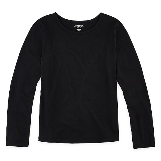 Arizona Little & Big Girls Round Neck Long Sleeve Graphic T-Shirt