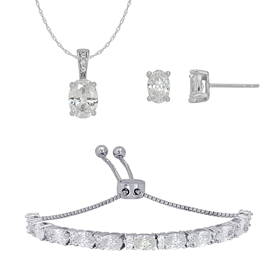 DiamonArt® White Cubic Zirconia Sterling Silver 3-pc. Jewelry Set