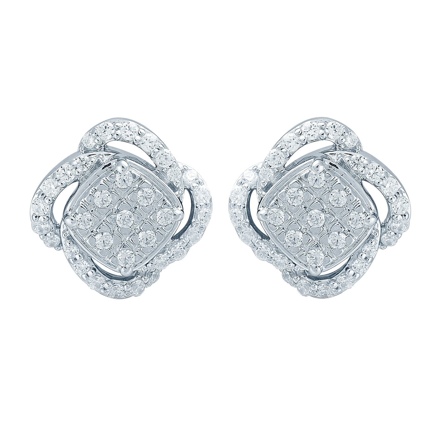1/2 CT. T.W. Natural White Diamond Sterling Silver 10.1mm Stud Earrings